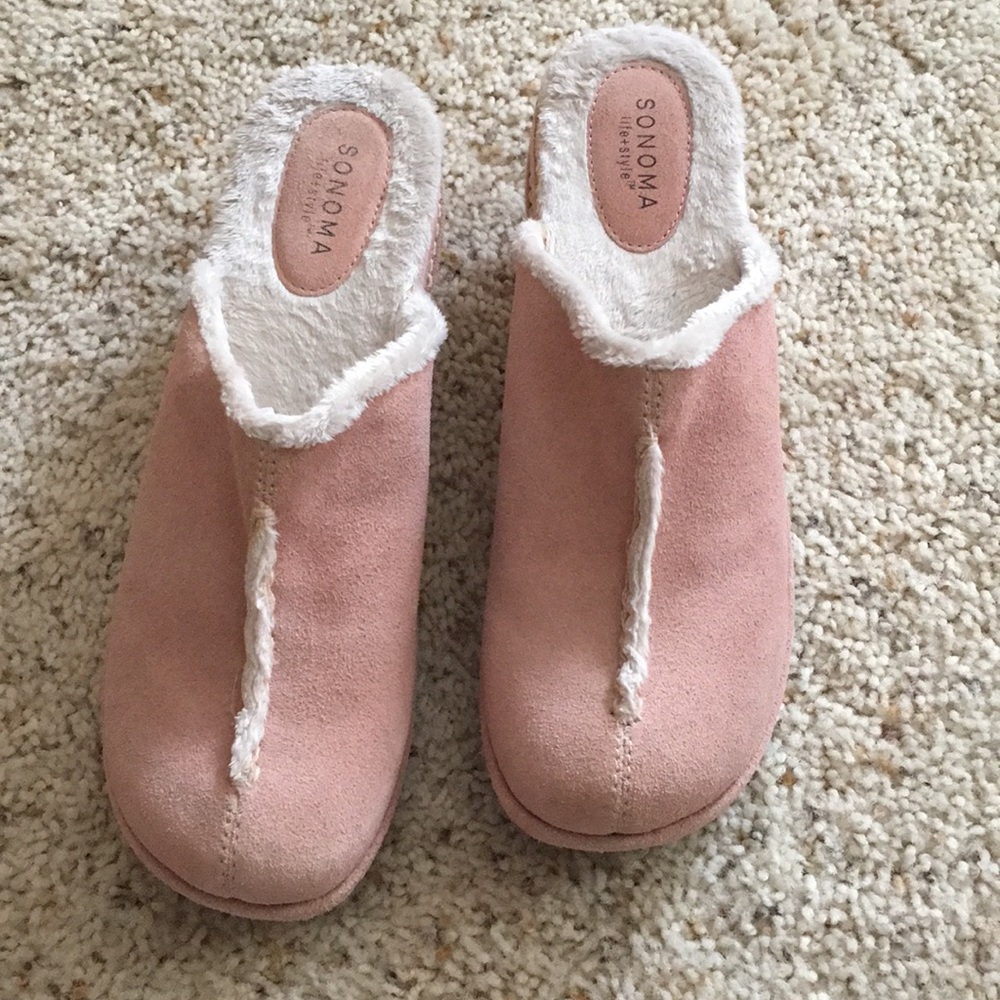 Sz 9 dusty pink fury slip on wedge shoes nice used